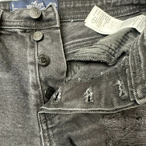 Hollister Sz 26 LOT of 2 Denim Cut-Off Shorts High Waisted Black / Med Blue - Picture 14 of 16